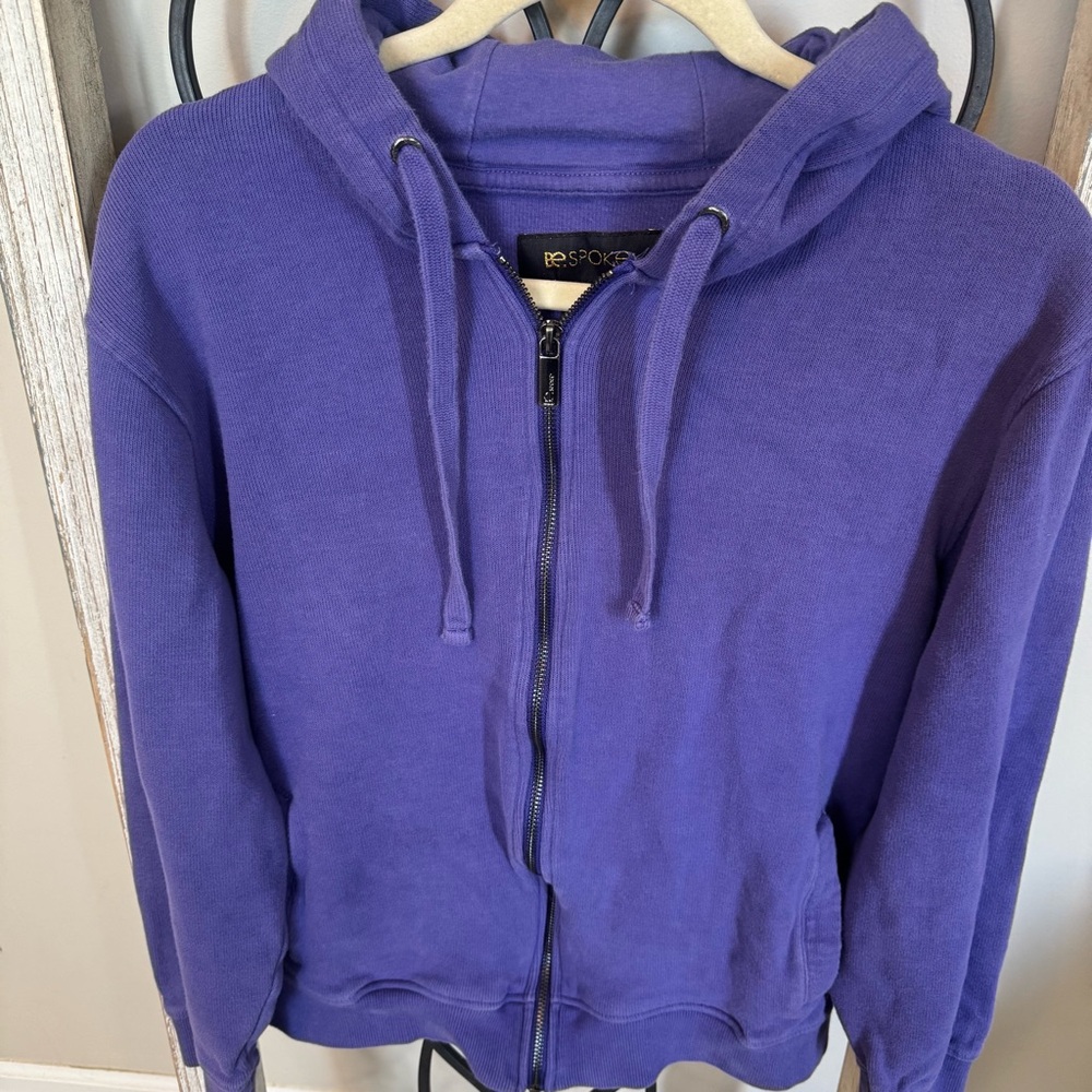 Be.Spoke Purple 100% Cotton Full Zip Hoodie Sweatshirt Small‎